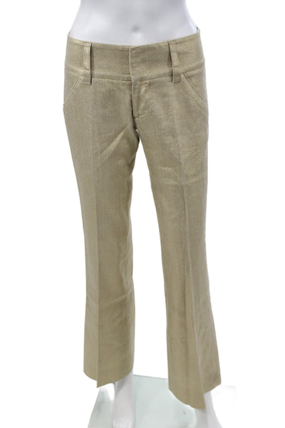 Alice + Olivia Women Dress Pants Beige Linen Cotton Designer Size 28
