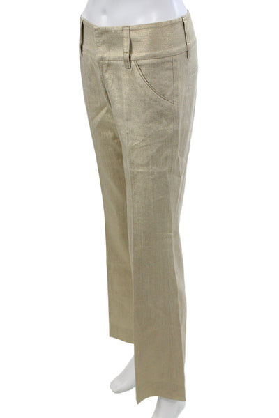 Alice + Olivia Women Dress Pants Beige Linen Cotton Designer Size 28
