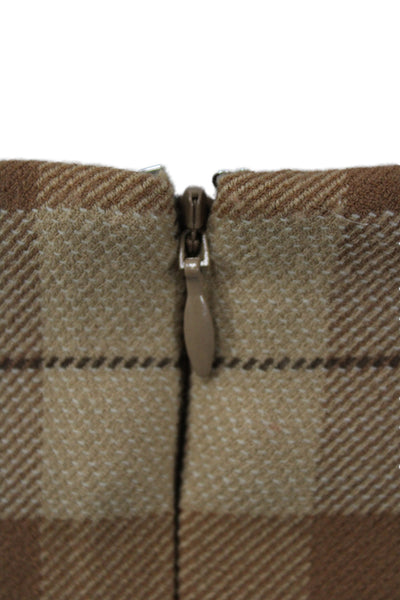 Wilfred Womens A-Line Mini Skirt Beige Plaid Size 2