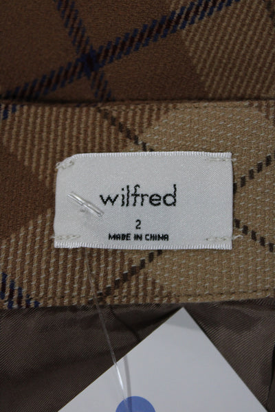Wilfred Womens A-Line Mini Skirt Beige Plaid Size 2