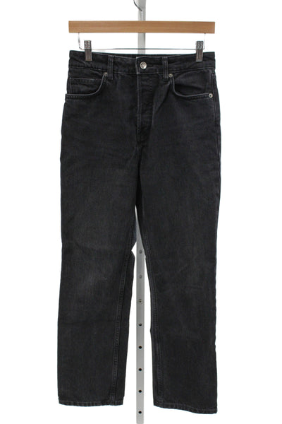 Reformation Women Cropped Straight Jeans Dark Gray High Waist Size 26