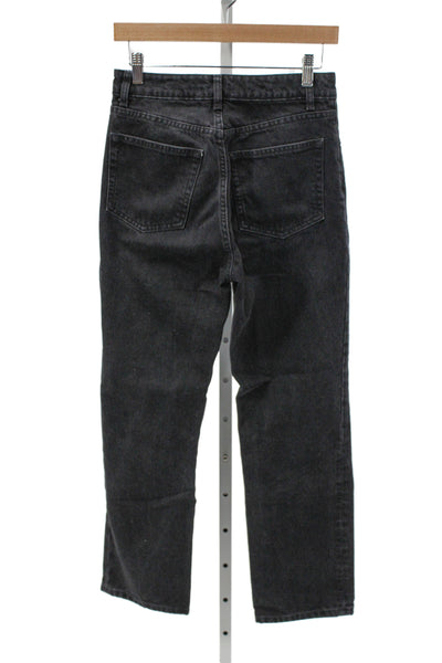 Reformation Women Cropped Straight Jeans Dark Gray High Waist Size 26