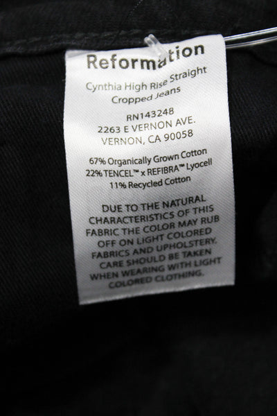 Reformation Women Cropped Straight Jeans Dark Gray High Waist Size 26