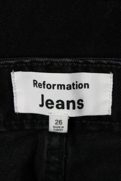 Reformation Women Cropped Straight Jeans Dark Gray High Waist Size 26