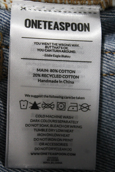 One Teaspoon Unisex Light Blue 90s Cotton Recycled Shorts Size 27