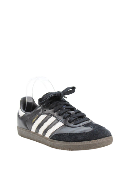 Adidas Womens Lace Up Leather Suede Low Top Samba Sneakers Black Size 6.5