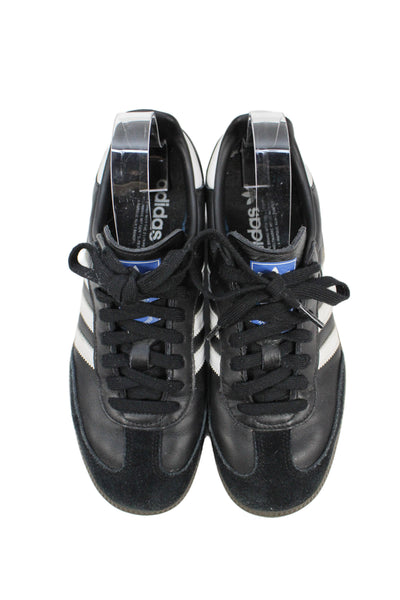 Adidas Womens Lace Up Leather Suede Low Top Samba Sneakers Black Size 6.5