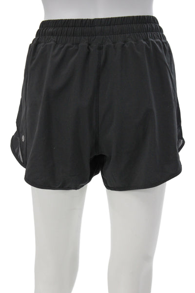 Lululemon Women Athletic Shorts Black Polyester Blend Drawstring Size 12