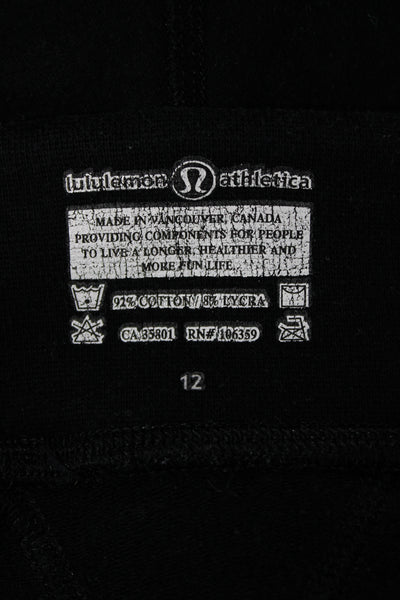 Lululemon Womens Athletic Black Drawstring Shorts 92% Cotton 8% Lycra Size 12