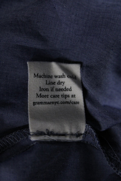 Grammar Womens Ankle Pants Blue Organic Cotton Button Solid Classic Size 4