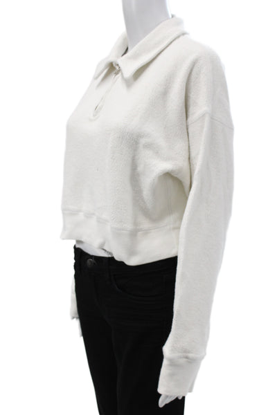 Re/Done Women Pullover Collared White Cotton Long Sleeve Size M