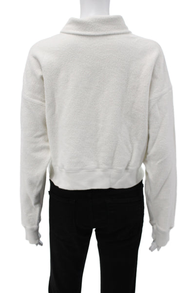 Re/Done Women Pullover Collared White Cotton Long Sleeve Size M