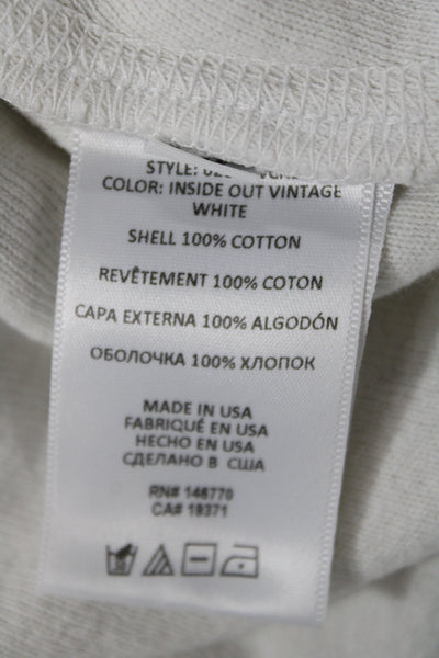Re/Done Women Pullover Collared White Cotton Long Sleeve Size M