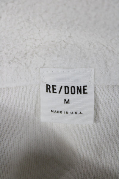 Re/Done Women Pullover Collared White Cotton Long Sleeve Size M