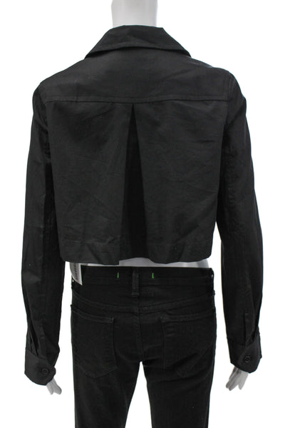 Grammar Women Basic Jacket Black Cotton Collared Button Long Sleeve Size S