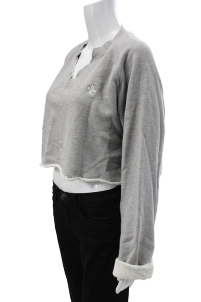 Eterne Womens Gray V Neck Cotton Blend Pullover Sweatshirt Long Sleeve Size M