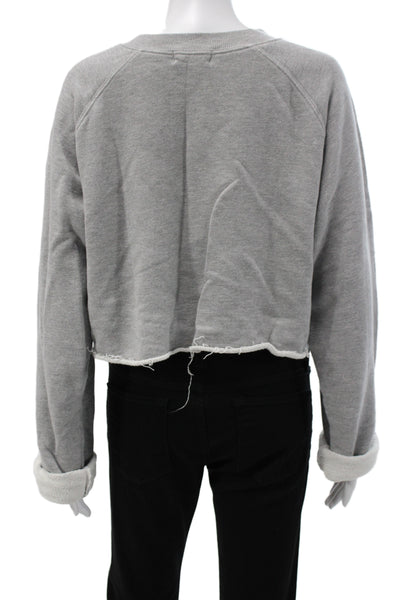 Eterne Womens Gray V Neck Cotton Blend Pullover Sweatshirt Long Sleeve Size M