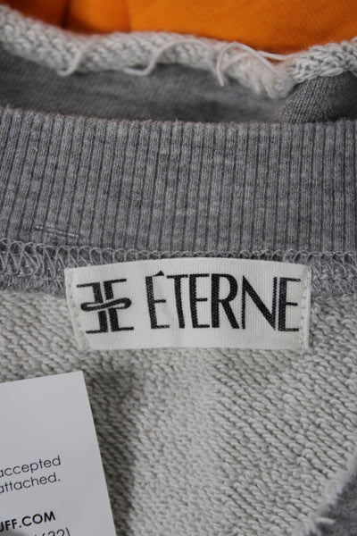Eterne Womens Gray V Neck Cotton Blend Pullover Sweatshirt Long Sleeve Size M