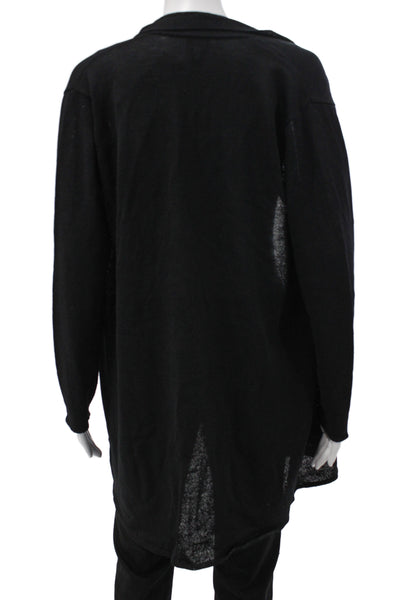 Eileen Fisher Womens Cardigan V-Neck Black Wool Blend Long Sleeve Size M