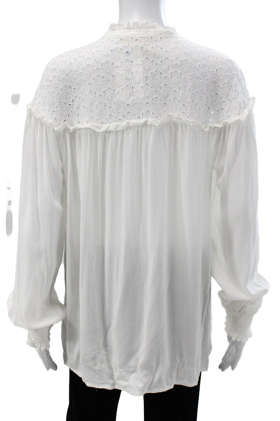 Johnny Was Women Bohemian Floral Rayon Tunic High Neck Long Sleeve Size M
