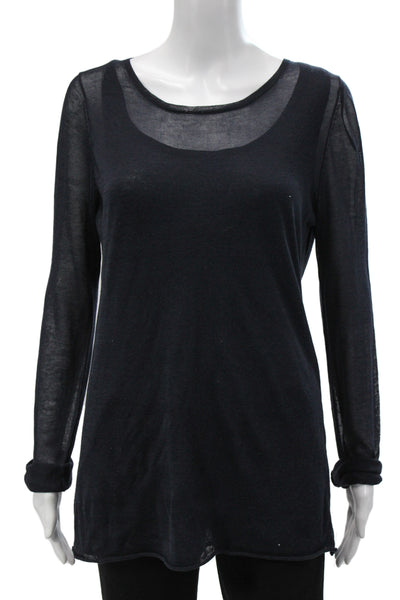 Michael Michael Kors Women Black Tunic Scoop Neck Long Sleeve Pullover Size L
