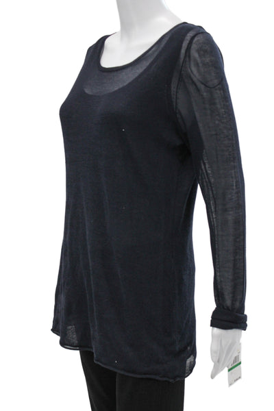 Michael Michael Kors Women Black Tunic Scoop Neck Long Sleeve Pullover Size L