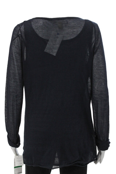 Michael Michael Kors Women Black Tunic Scoop Neck Long Sleeve Pullover Size L