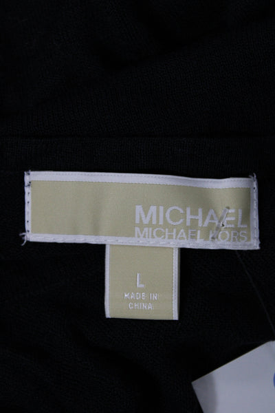 Michael Michael Kors Women Black Tunic Scoop Neck Long Sleeve Pullover Size L