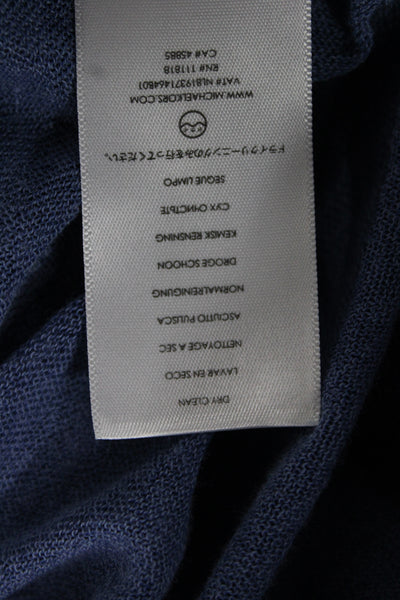 Michael Michael Kors Women Blue Scoop Neck Long Sleeve Tunic Cotton Size L