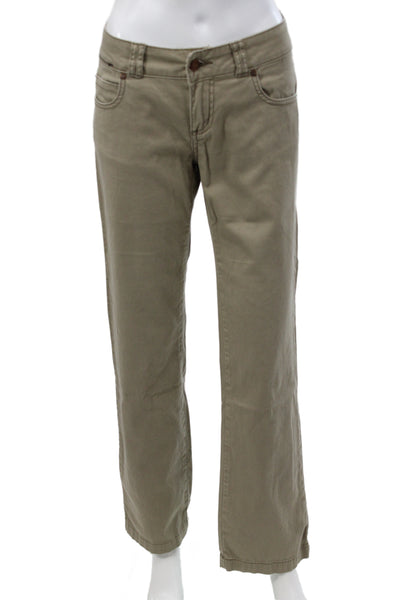 prAna Women Chino Pants Green Cotton Blend Button Size 6