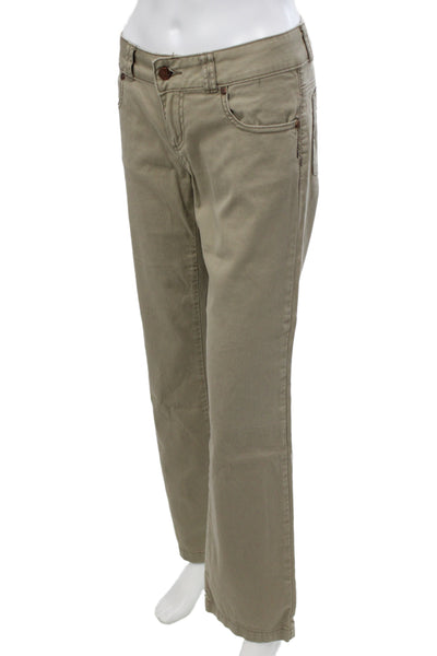 prAna Women Chino Pants Green Cotton Blend Button Size 6