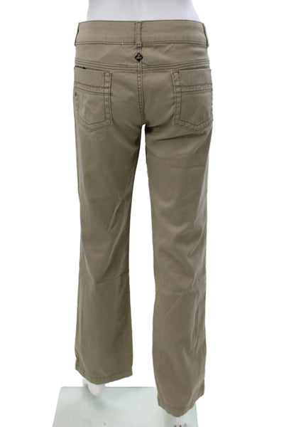 prAna Women Chino Pants Green Cotton Blend Button Size 6