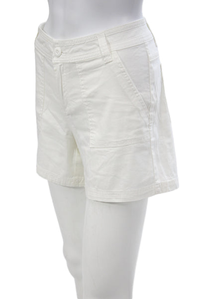 prAna Womens Cargo Shorts White Organic Cotton Blend Size 8