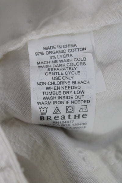prAna Womens Cargo Shorts White Organic Cotton Blend Size 8