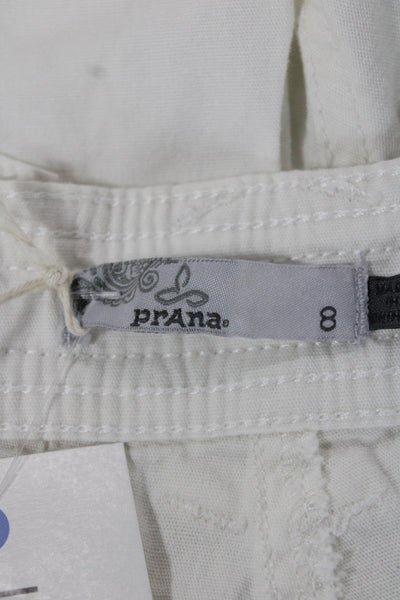 prAna Womens Cargo Shorts White Organic Cotton Blend Size 8