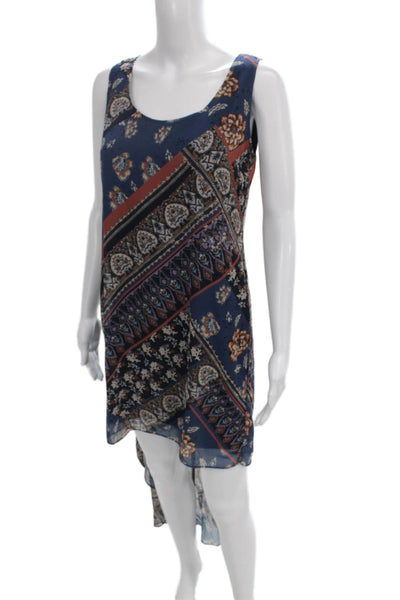 Drew Women Shift Tank Dress Dark Blue Paisley Sleeveless Short Polyester Size S