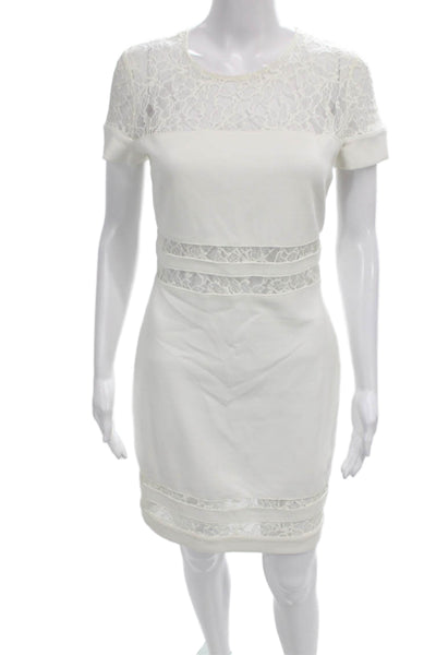 Bailey 44 Women Bodycon Sheath White Crew Neck Short Sleeve Dress Size M