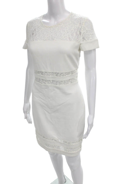 Bailey 44 Women Bodycon Sheath White Crew Neck Short Sleeve Dress Size M