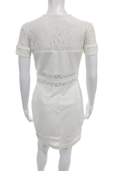 Bailey 44 Women Bodycon Sheath White Crew Neck Short Sleeve Dress Size M