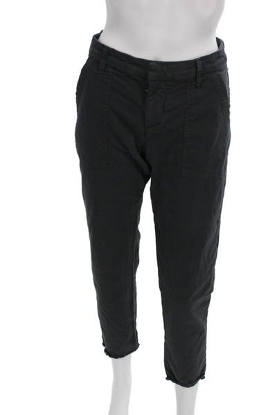 Frank & Eileen Unisex Black Cropped Ankle Pants Button Cotton Size 4