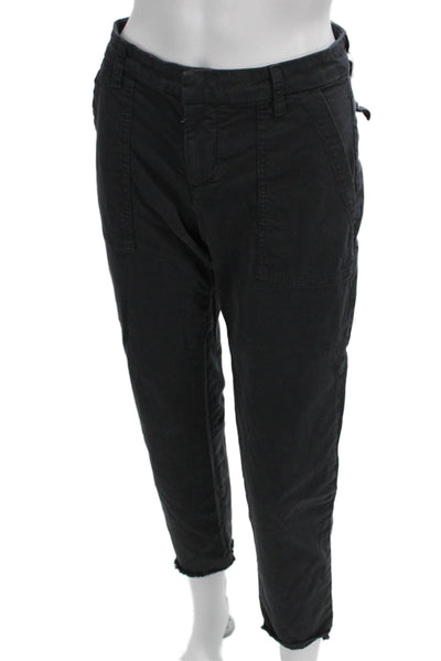 Frank & Eileen Unisex Black Cropped Ankle Pants Button Cotton Size 4