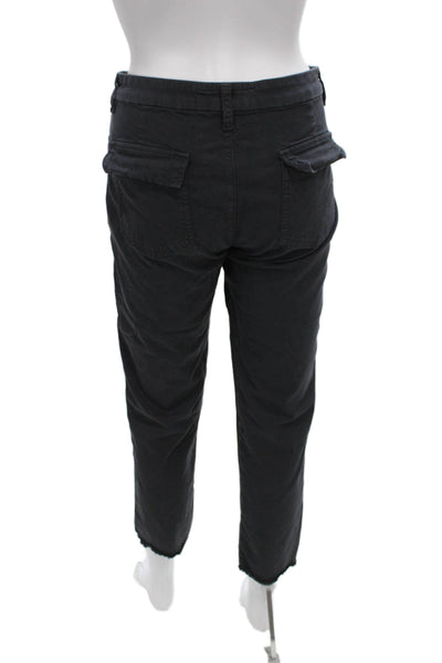 Frank & Eileen Unisex Black Cropped Ankle Pants Button Cotton Size 4