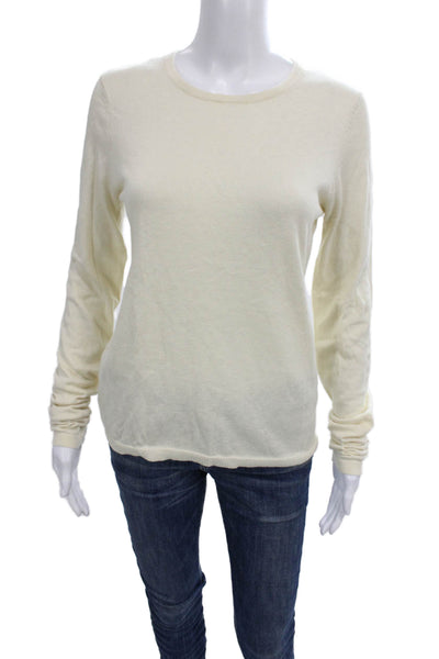 Xirena Women Pullover Sweater Beige Cashmere Crew Neck Long Sleeve Size M