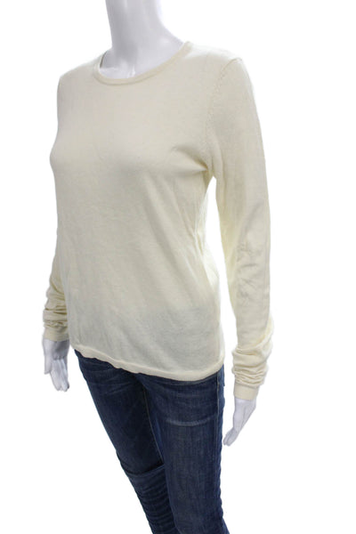 Xirena Women Pullover Sweater Beige Cashmere Crew Neck Long Sleeve Size M