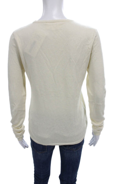 Xirena Women Pullover Sweater Beige Cashmere Crew Neck Long Sleeve Size M