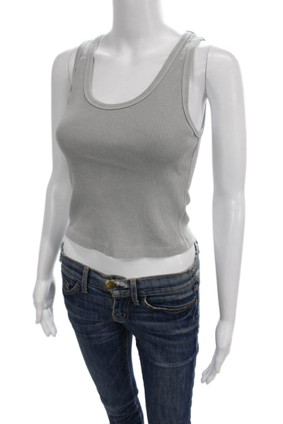 Beyond Yoga Womens Cropped Purple Polyester Tank Crew Neck Size L