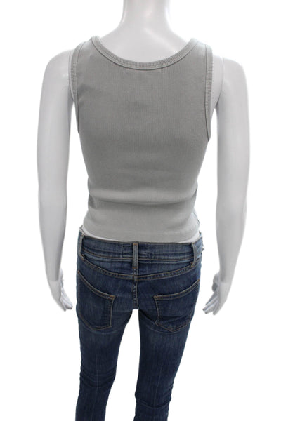 Perfect White Tee Womens Cropped Basic Gray Tank Round Neck Cotton Size S