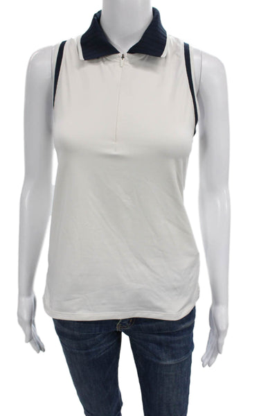 Rhone Womens Basic Sleeveless Collared Polo White Size S