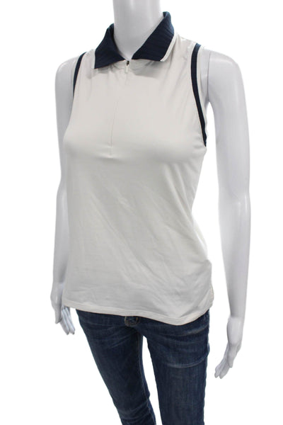 Rhone Womens Basic Sleeveless Collared Polo White Size S