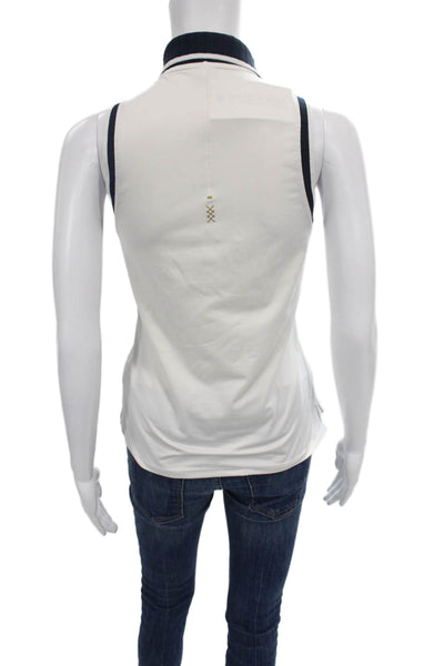 Rhone Womens Basic Sleeveless Collared Polo White Size S